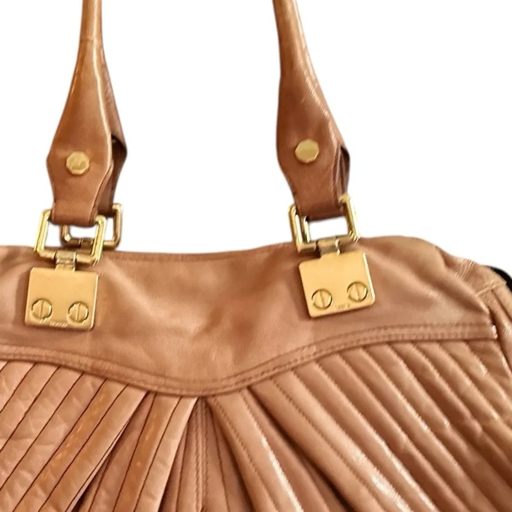Treesje Women's Camel‎ Leather Satchel Handbag with Gold Hardware